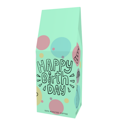 Personalized Birthday Coffee Box - Front View featuring main design